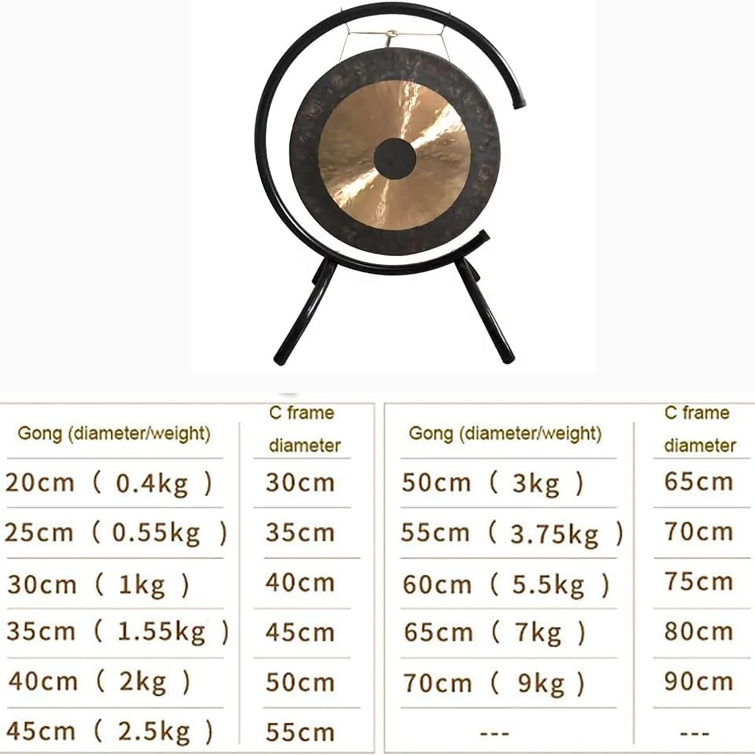 Gong cinese con supporto e battitore, 45 cm fatto a mano in bronzo, tono liscio, ottimo suono per orchestra sinfonica, perfetto per musica e meditazione