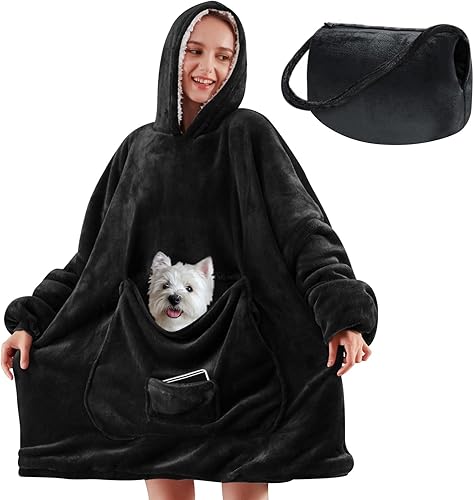 Yescool - Manta con capucha para llevar, sudadera extragrande con capucha manta gigante, cálida, mullida y hecha de vellón ideal para estar por casa