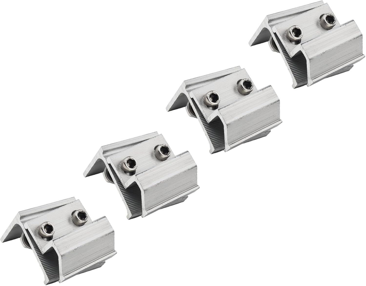 4-Pack Solar Panel Clamp Roof Mounting Brackets, Aluminum Alloy Fixing Clips with Anodized Finish for RV House Boat Installation, Smooth for Edge Design, Silver