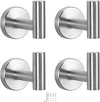 NearMoon 4-Pack SUS 304 Stainless Steel Towel Robe Hooks - Rustproof Brushed Nickel Wall Mount for Bathroom Kitchen Bedroom