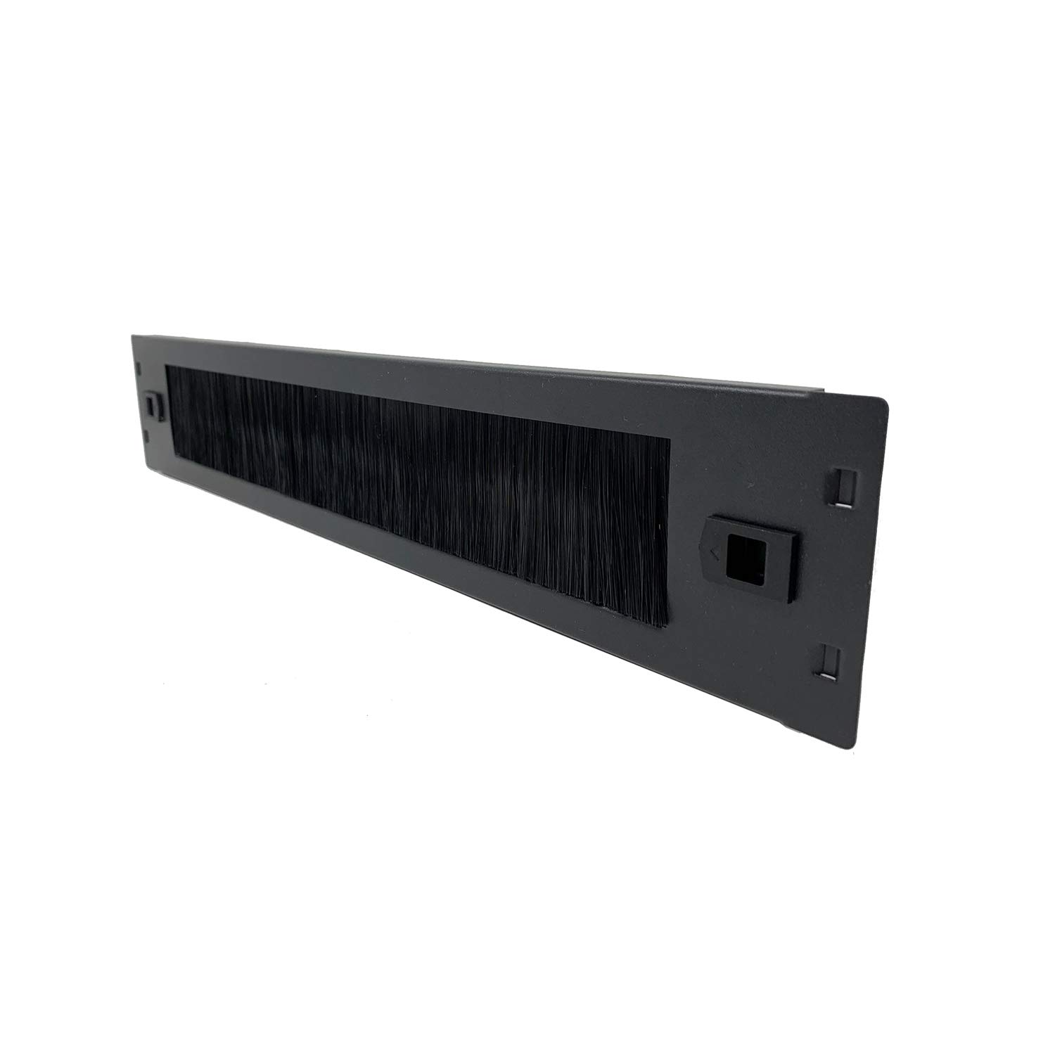 INFITRONIC - INSIRB112BRUSH – 19 pouces 2U Panneau d'obturation en U en acier avec barre à brosses, barre de brosse pour armoire réseau (montage sans outil) (2U avec bande à brosse)