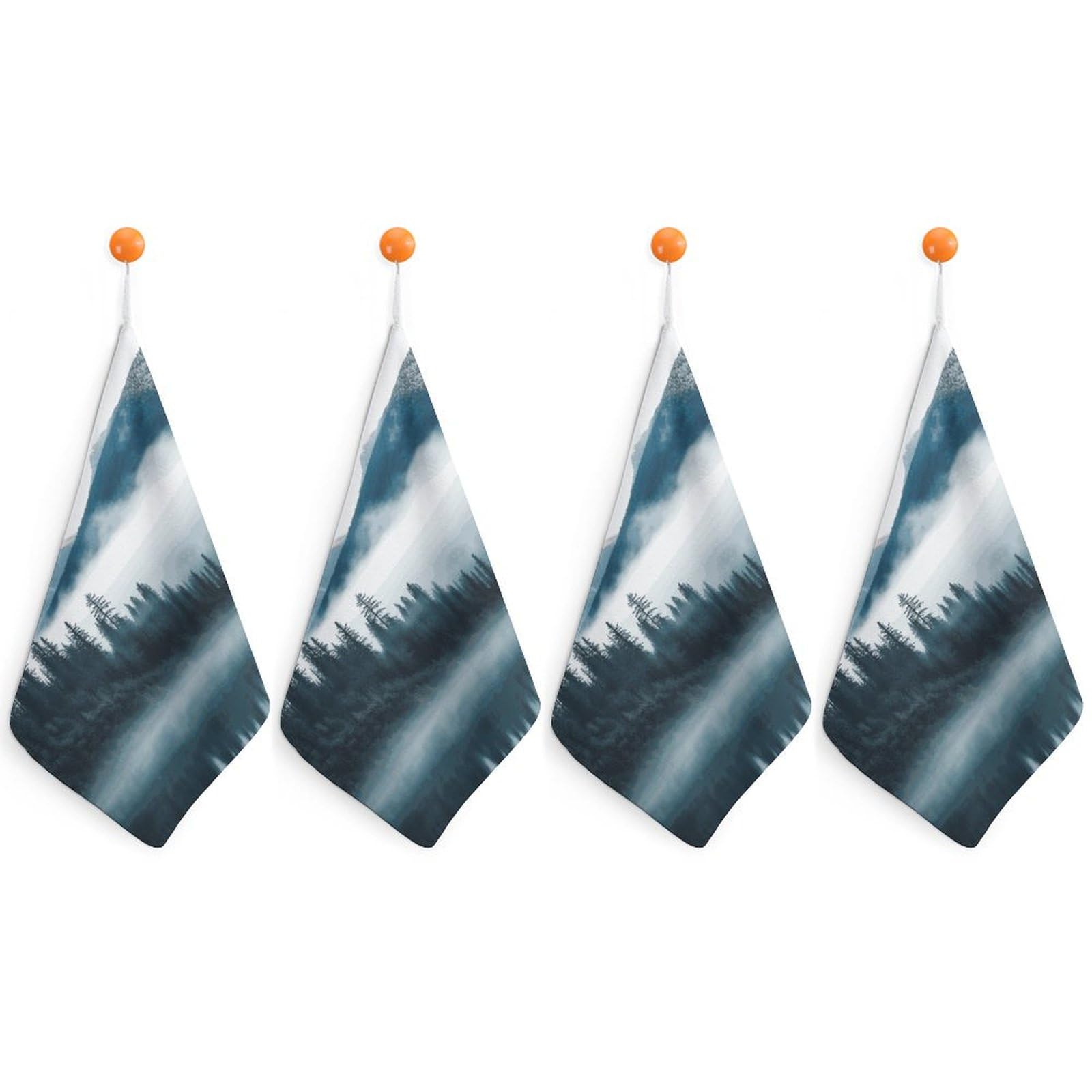 Serviettes de toilette contre l'humidité : lot de 4 linges séchage rapide motif montagne