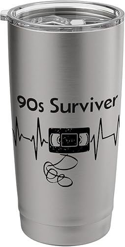 90s Survivor Retro Nostalgia Funny Vintage Throwback Stainless Steel Insulated Tumbler