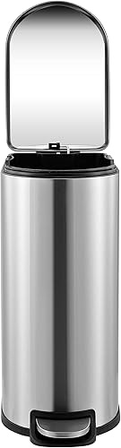 Vista 26 de happimess HPM1009C Roland Mini 2.6-Gallon Step-Open Trash Can with Soft-Close Lid, Modern, Minimalistic, Fingerprint Proof for Home, Kitchen, White