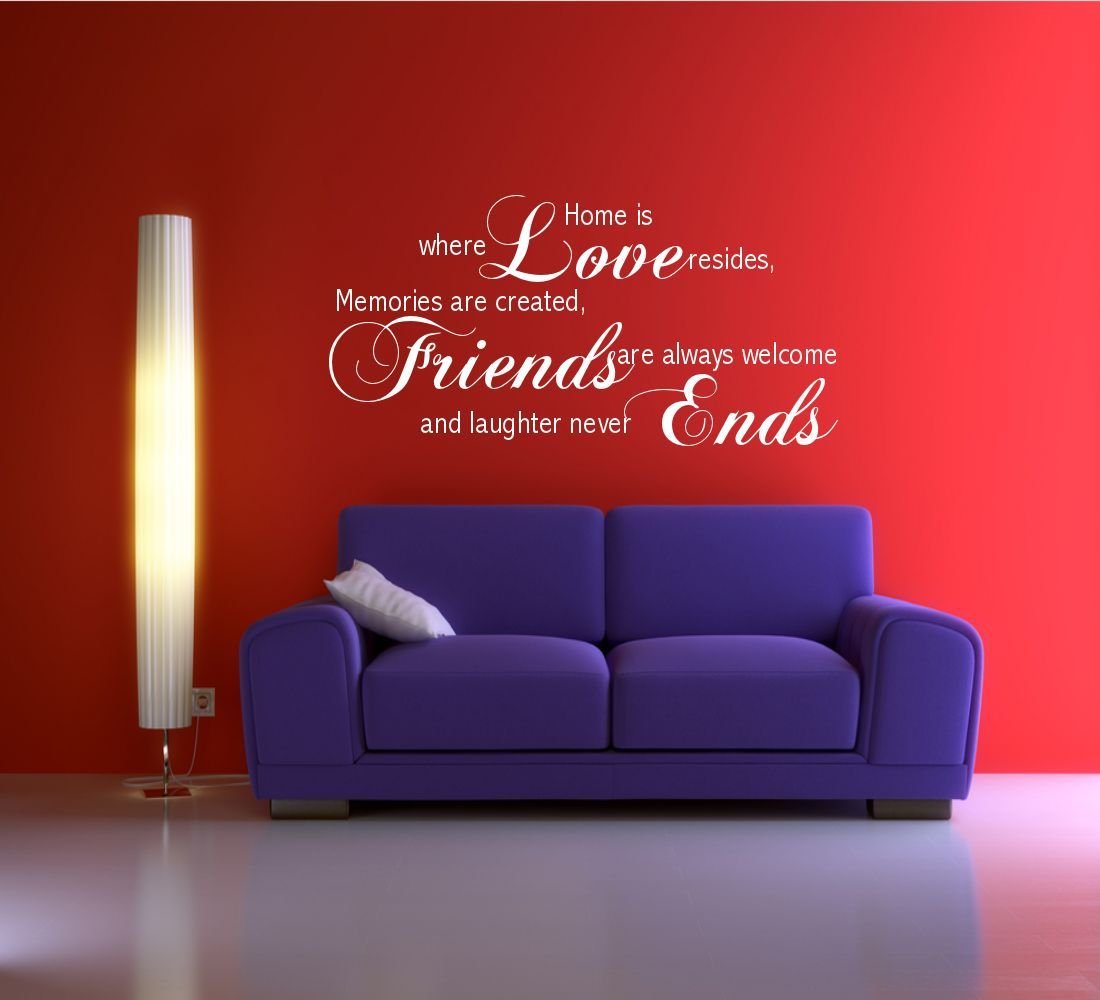 LOVE FRIENDS MEMORY FAMILY WALL ART QUOTE PHRASE STICKER DECAL MURAL TRANSFER WSD507, White Matt, Small