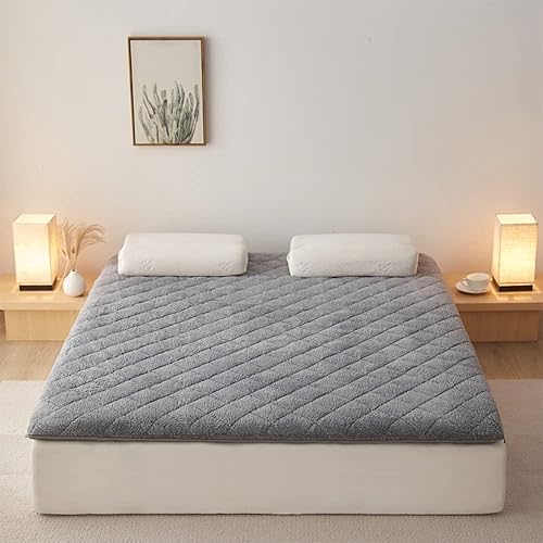 Shikibuton - Cubrecolchón de futón de felpa antideslizante japonés colchón plegable para campamento tapete de tatami enrollable para dormitorio