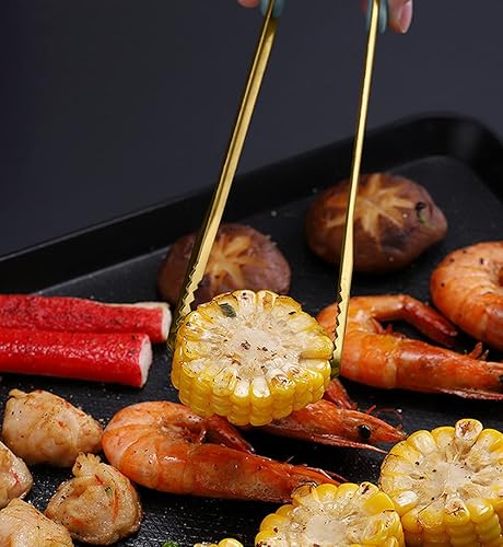Miniatura 4 de Pinzas para servir alimentos para bufé, pinzas de acero inoxidable dorado, pinzas para servidor, barbacoa, parrilla, paquete de 5