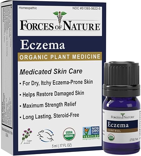 Forces of Nature Control del eccema, alivio de la piel sensible, seca y con picazón, cuidado de la piel sin esteroides para brotes, tratamiento de
