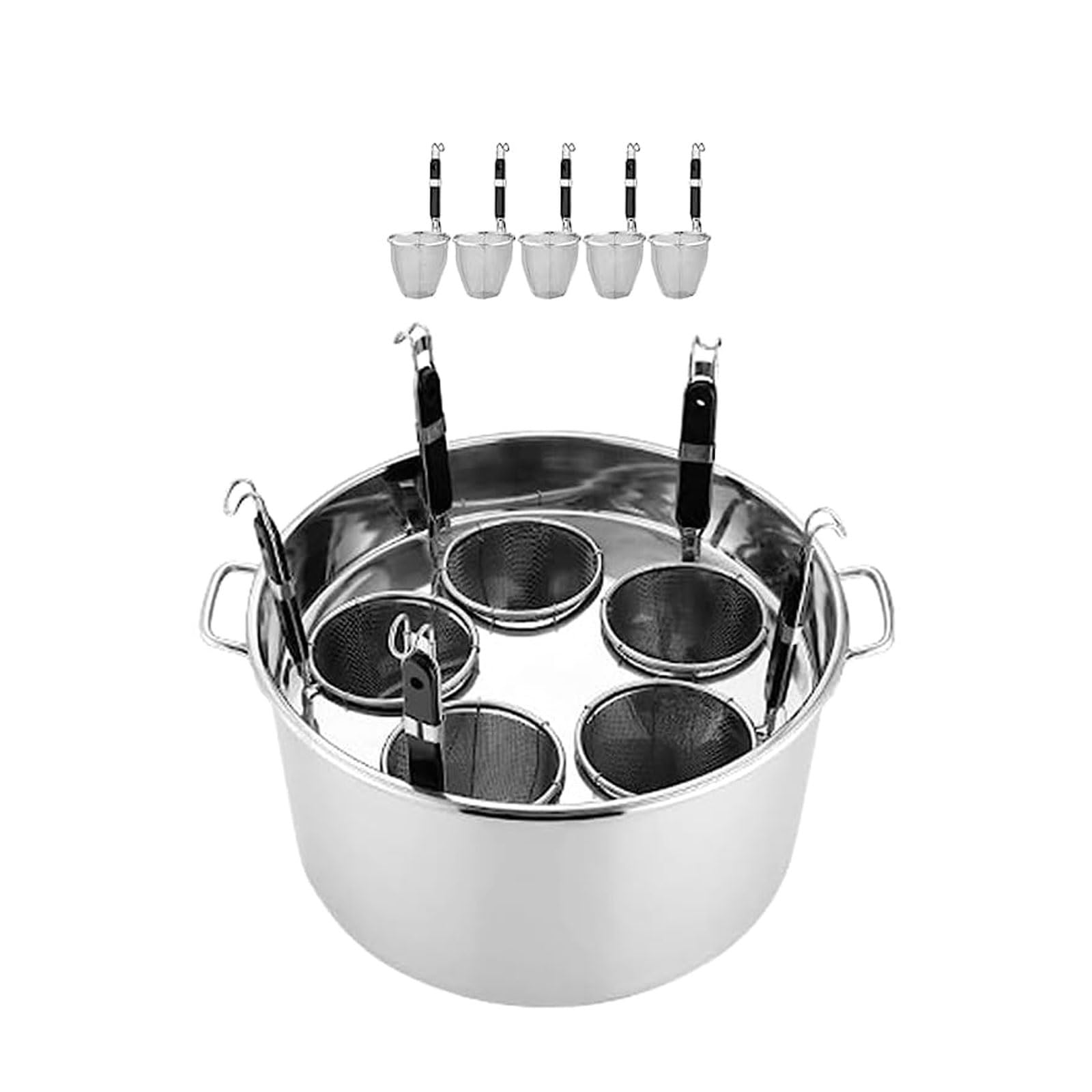 Cuocipasta Professionale in Acciaio Inox con scolapasta - Set per la Cottura a Vapore della Pasta per la casa e Il Ristorante, Design a 5 Fori, pentole
