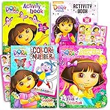 Dora the Explorer Coloring Book Super Set -- 3 Dora Coloring Books with Bonus Sticker Bundle (Dora and Friends Party Supplies)