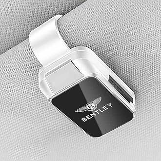 Car Sunshade Eyeglass Holder Clip for Bentley Bentayga V8 / Speed/Hybrid/Diesel, Protects Eyewear Lenses Visor Hanger Sunglasses Ticket Card Organizer,White