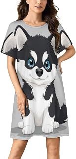 Soft Nightgown Sleepwear Fashion Short Sleeve Sleep Shirt Nightshirt