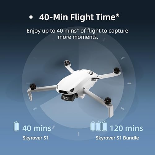 Miniatura 7 de Skyrover Mini dron S1 con cámara de video 4K60fps, estabilización de cardán de 3 ejes, transmisión de video de 39,000 pies, tiempo de vuelo de 40