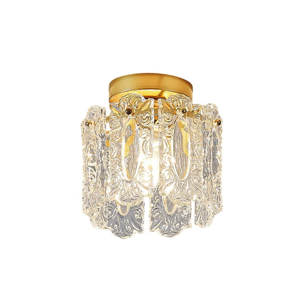FYZDLAOR Mini Glass Ceiling Light,Iron Art Flush Mount Chandelier,Glass Ceiling Lights,for Living Room Bedroom Cafe Teahouse Bar Dining Room Club（E14）