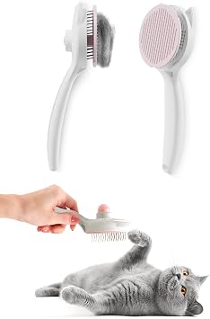 ATA HOME Cat Dog Automatic Cleaning Keyed Hair Collector Comb Press Cat Dog Brush Pet Pet Feather Hair Collection Brush