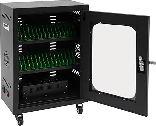 Mobile Charging Cart, Mobile Charging Cabinet 30-Device Charging Station 30 Device Mobile Charging and Storage Cart Phone Stand with Storage for School, Busines (Black)