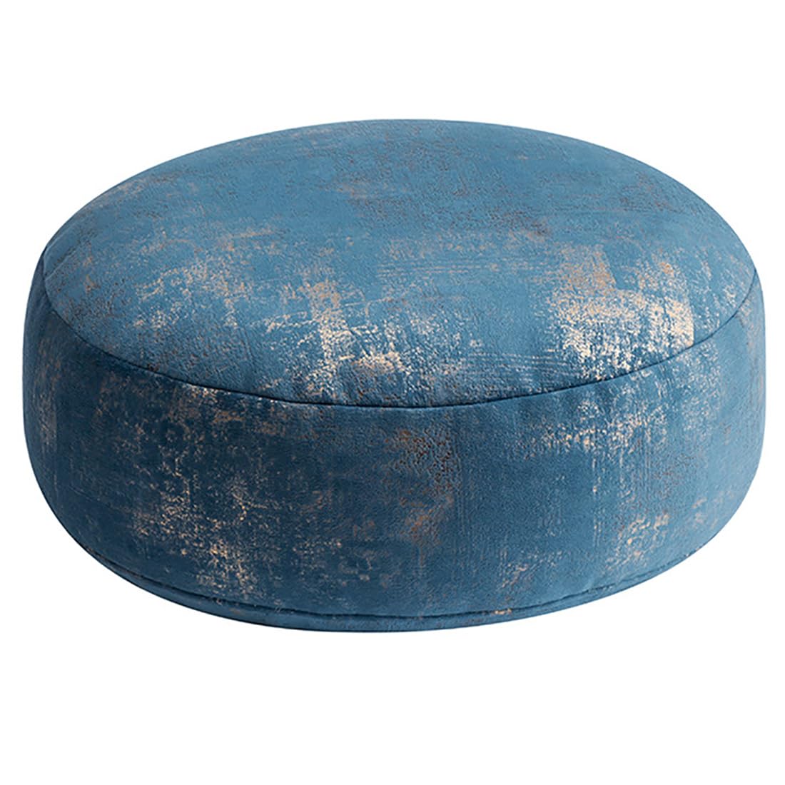 Coussin de méditation au sol bleu et grand pouf de salon pour coin détente moderne