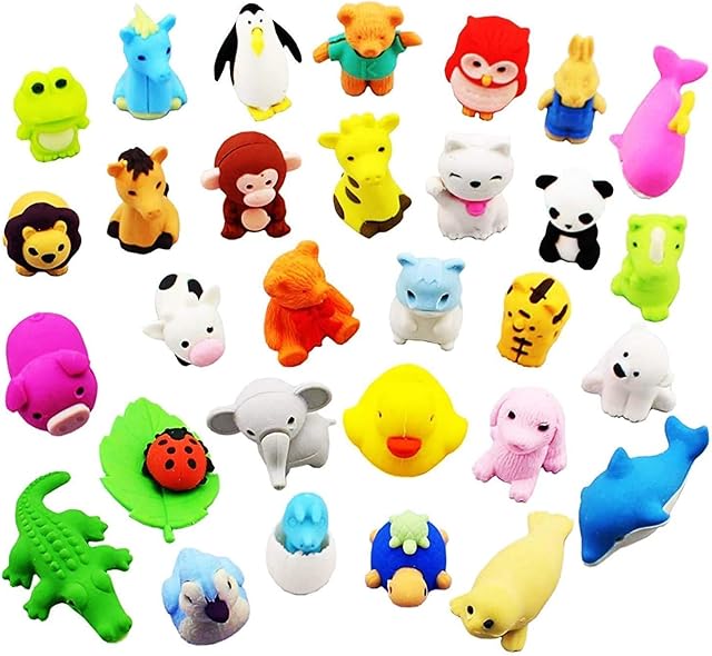 36Pcs Novelty Animal Pencil Rubber Erasers, Cute Puzzle Animal Erasers Set, for Party Favors, Games Prizes, Carnivals, Children, Students, Stationery, School Creative Toy