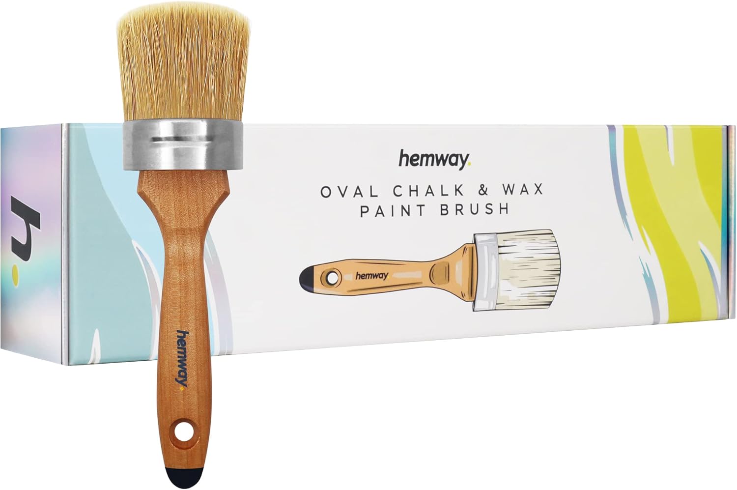 Hemway Premium Handmade Oval Chalk & Wax Paint Brush for Furniture Painting, Detailing