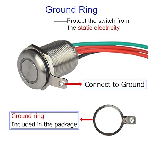 Miniatura 10 de Ulincos Interruptor táctil UT19T1 Interruptor de atenuación continua DC 6V a 24V LED azul adecuado para 0.748 in 34" agujero de montaje