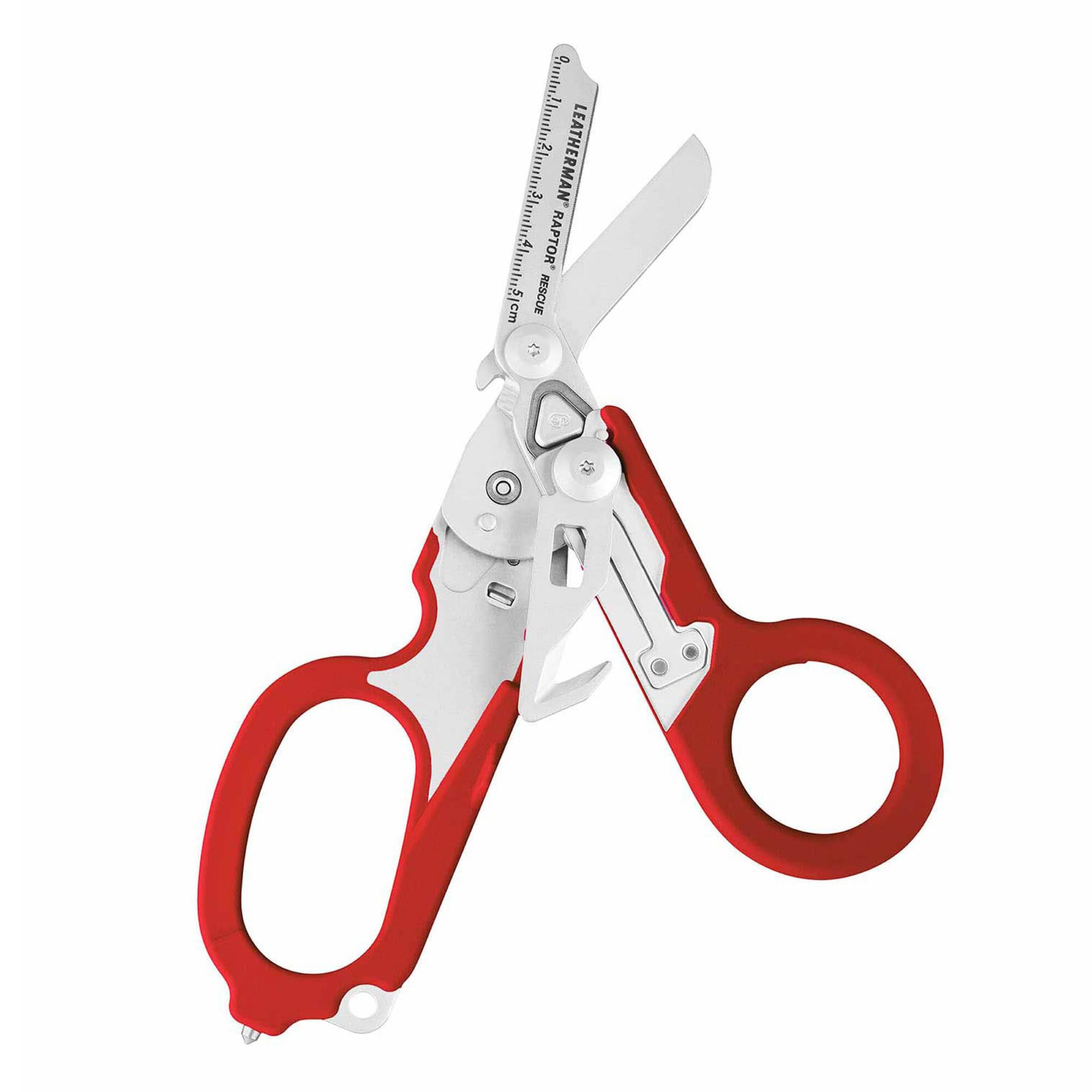 LEATHERMAN Raptor Rescue, 6-in-1 Heavy-Duty Emergency/Trauma Shears with Carbide Glass Breaker & Strap Cutter, Red, with Utility Holster