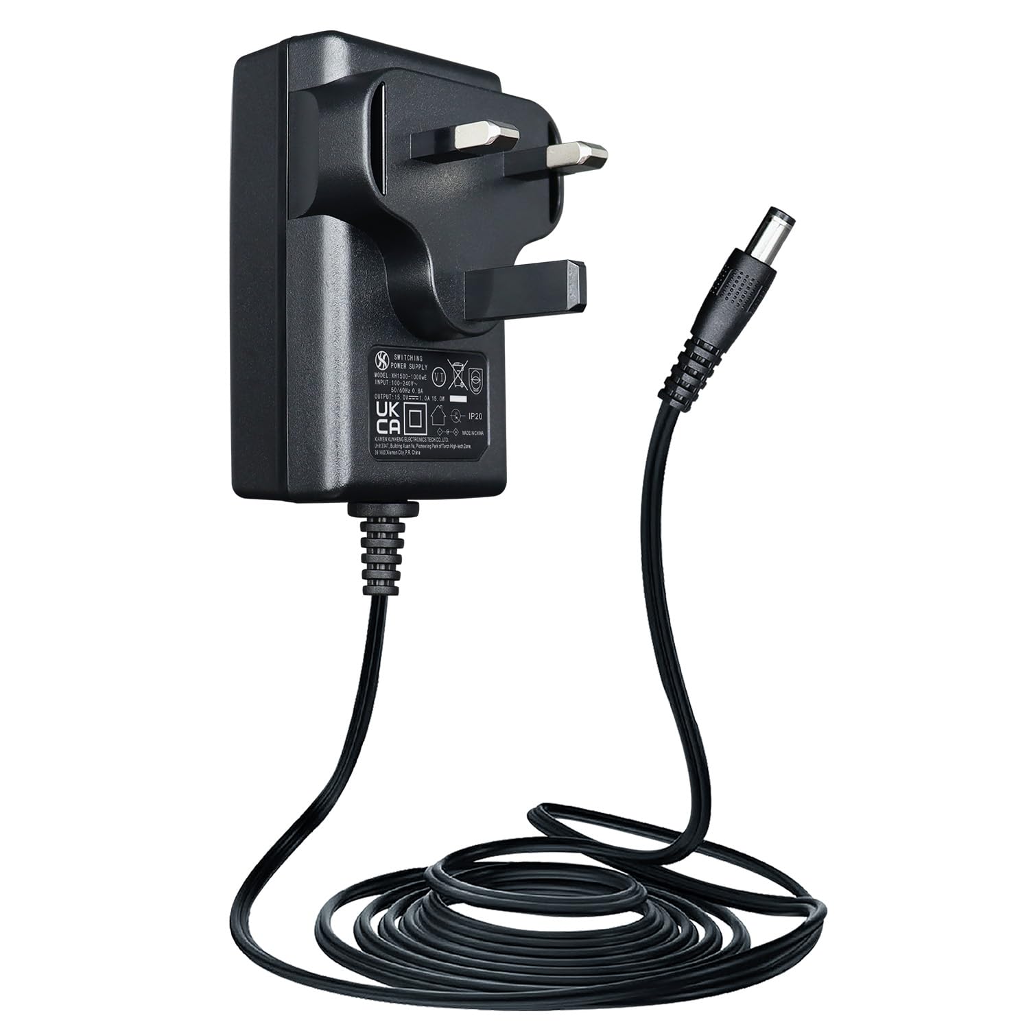 15V 1A/1000mA 1.8M Long Power Supply Adapter, AC 100-240V to DC 15Volt 1A 15W Switching Adapter 5.5x2.1mm Wall Transformer Plug for Litter-Robot and More 15V Devices,UKCA Certified