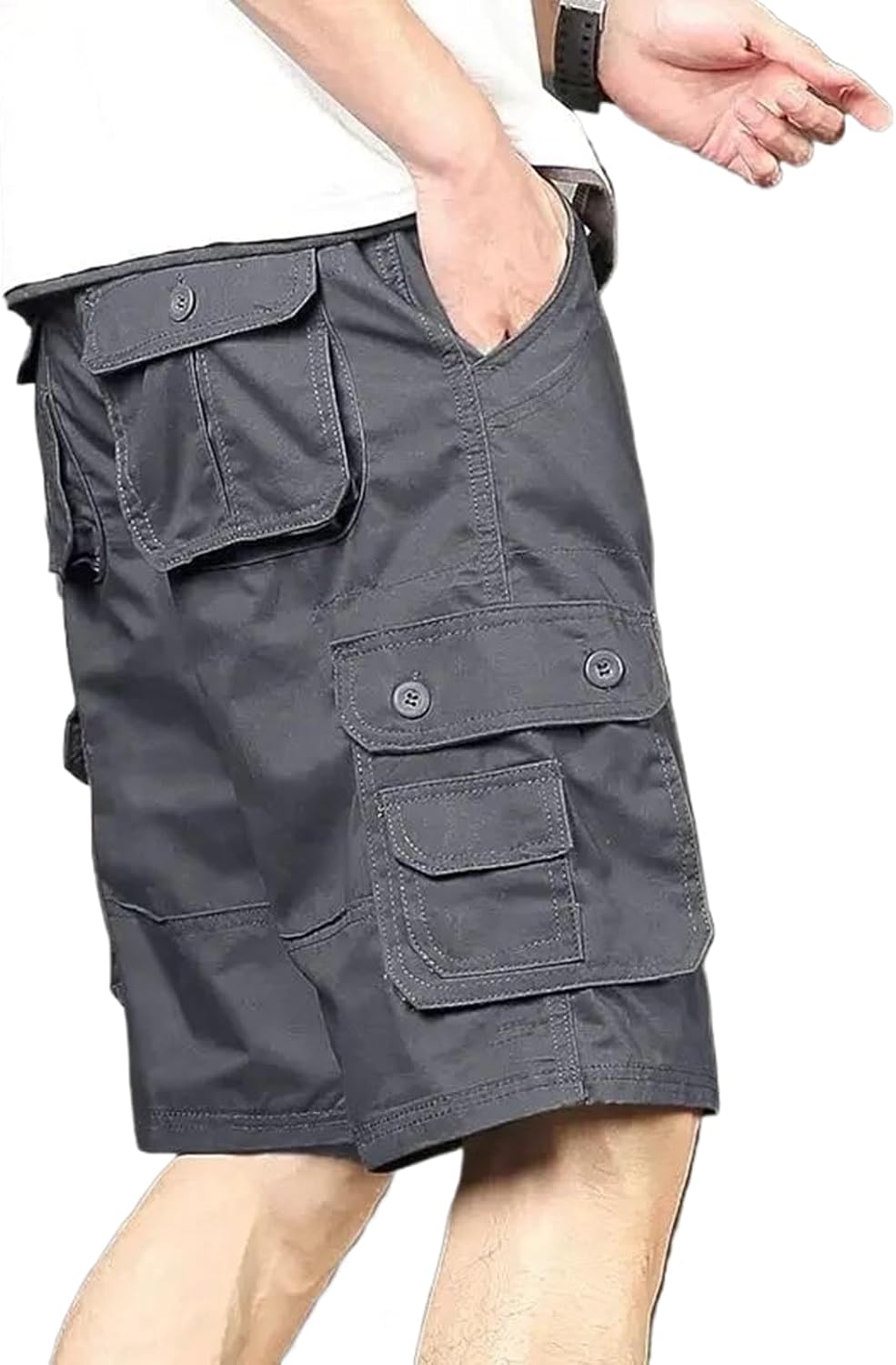 Cargo Shorts for Men Long Baggy Loose Solid Half with Pockets Casual Shorts