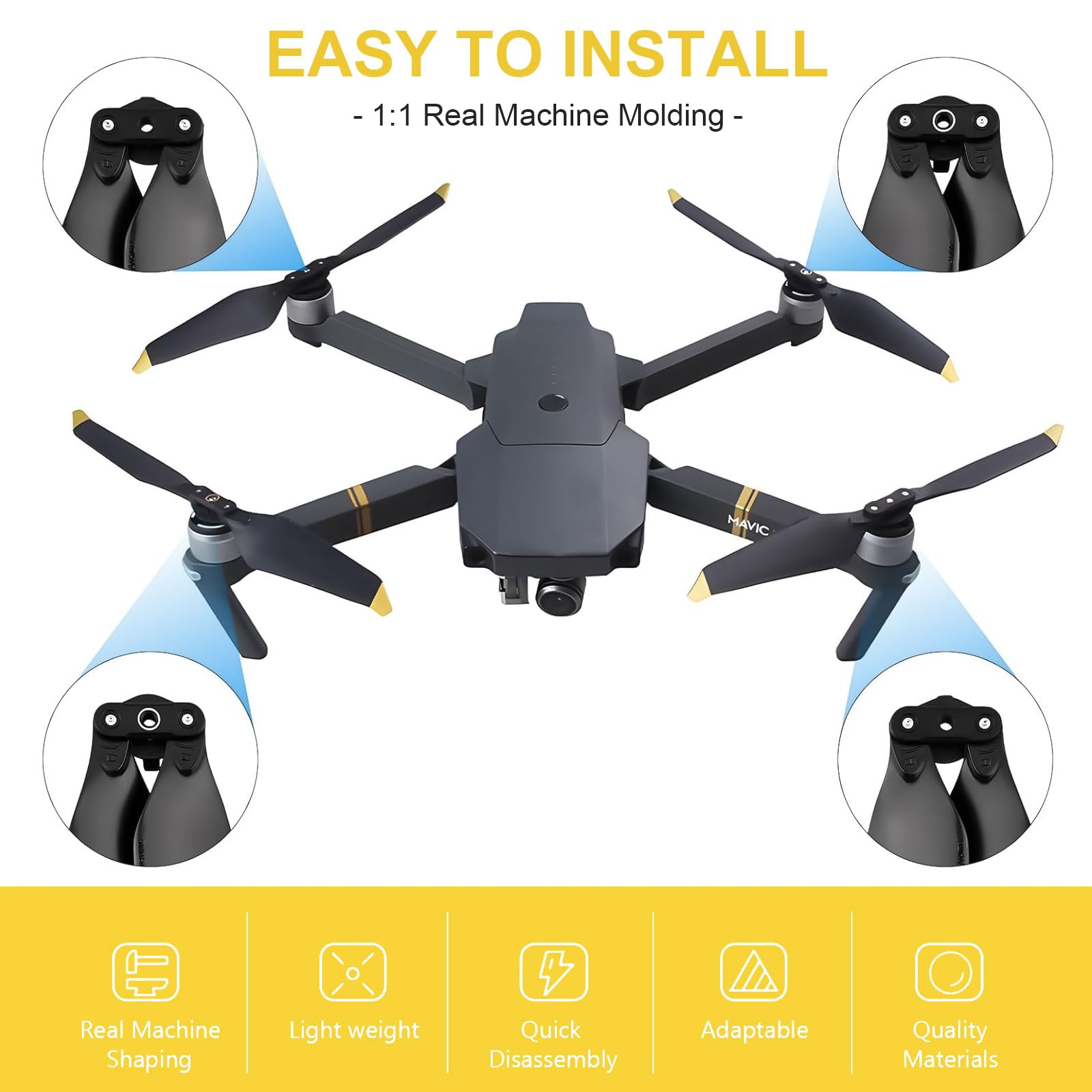 Hélice Mavic Pro, Accessoires de Remplacement pour Drone Mavic Pro, Hélice 8331F avec Conception à Dégagement Rapide
