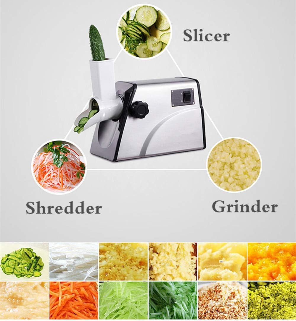 Rotary Cheese Grater Mandoline Vegetable Slicer Salad Maker Machine with 5 Interchangeable Blades Electric Shredder/Grater Slicer Grinder for Fruit, Vegetables, Nuts Chocolate (110v)