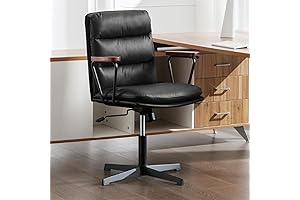 Adjustable Mid Century Modern Office Chair with Retro Wooden Armrests