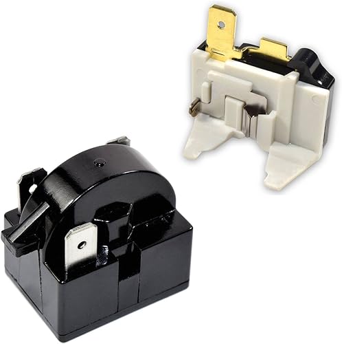 Compresor de refrigerador de 4.7 ohmios y 3 pines PTC Starter/Start Relay y Kit de sobrecarga compatible con mini refrigeradores, refrigeradores de