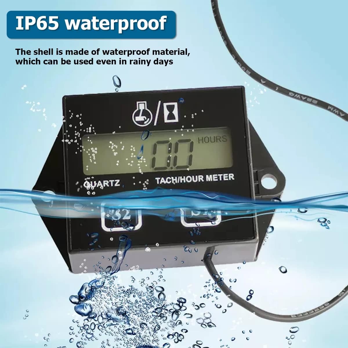 Small Engine Hour Meter and Digital Tachometer, Waterproof Inductive Tacho Gauge, Automotive Accessories for ZTR Lawn Mower Tractor Generator Motorcycle Chainsaw Marine