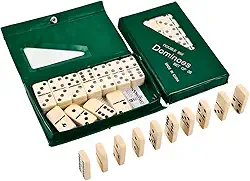 Jogo de Dominó Profissional com 28 Peças em Resina Branca Altamente Resistente– Com Estojo de Armazenamento, Alta Durabilidade e Acabamento Premium