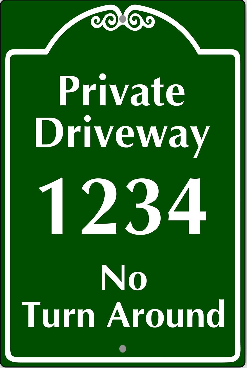 Custom Sign Private Driveway Custom Number No Turn Around Metal Sign