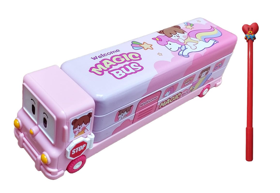 TECHNOCHITRA Double Decker Metal Bus Geometry Box with Heart Pen for Girls (B0CQ8K1BB3) Amazon Price History, Amazon Price Tracker