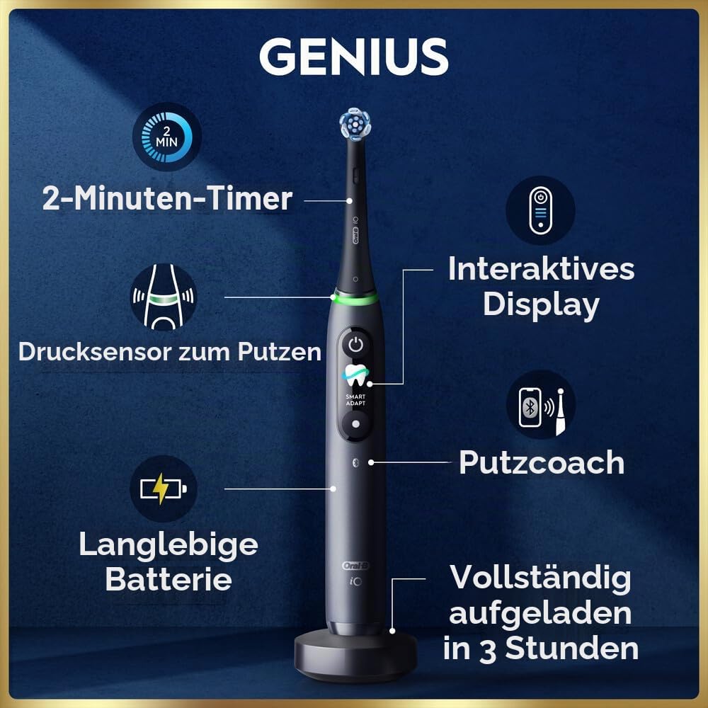 Oral-B Elektrische Zahnbürste iO 9 Duo, 3 Aufsteckbürsten, Schwarz und Rosa | 7 Putzmodi, einschließlich Aufhellung, Zahnfleischpflege, schnelles Aufladen des Akkus, Drucksensor, Schutzhülle