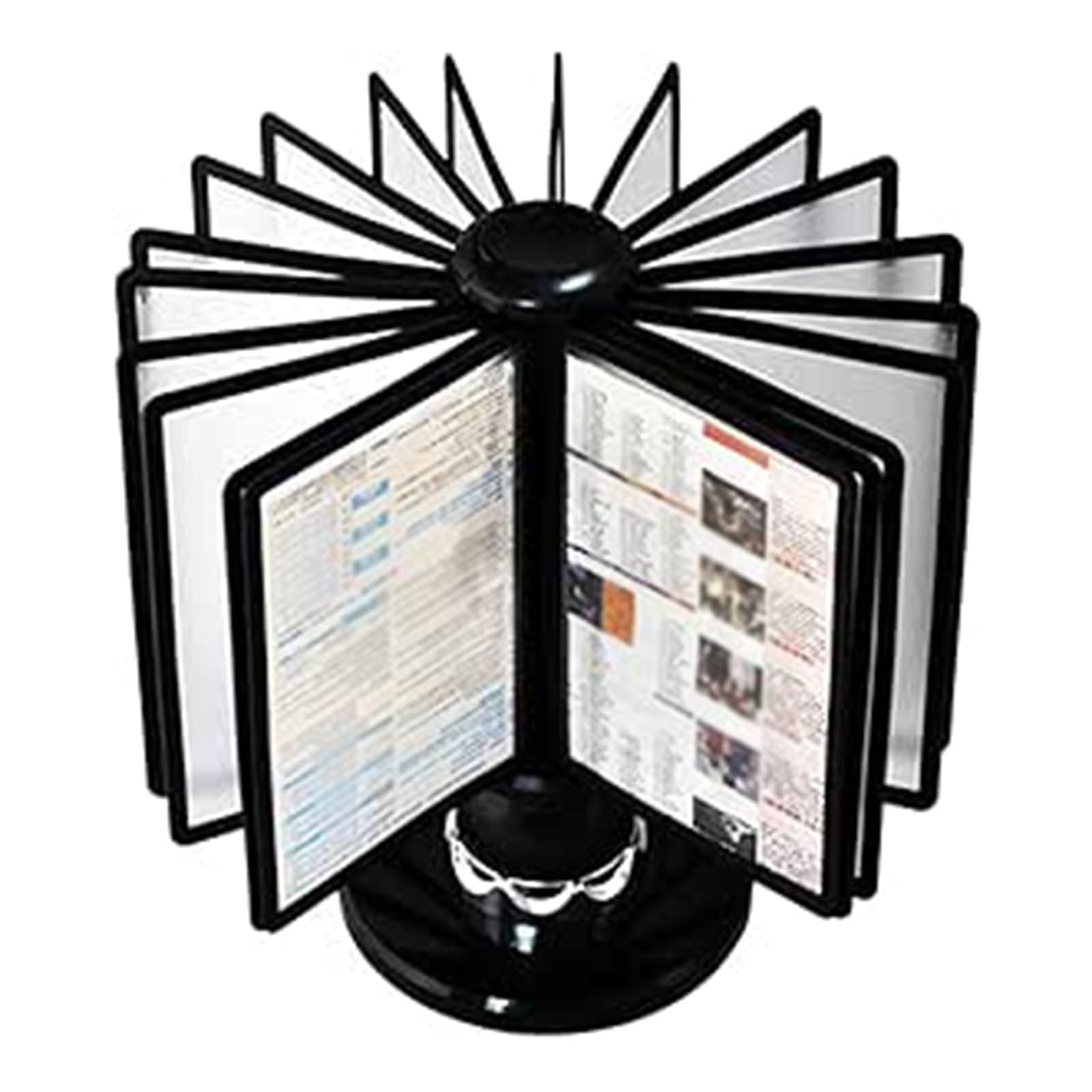 Expositor Giratorio para Catálogos, Expositor Multifunción para Menús | Organizador Giratorio de Escritorio, 20 Paneles de Doble Cara, Base de Hierro Resistente, Almohadillas Antideslizantes(A4)