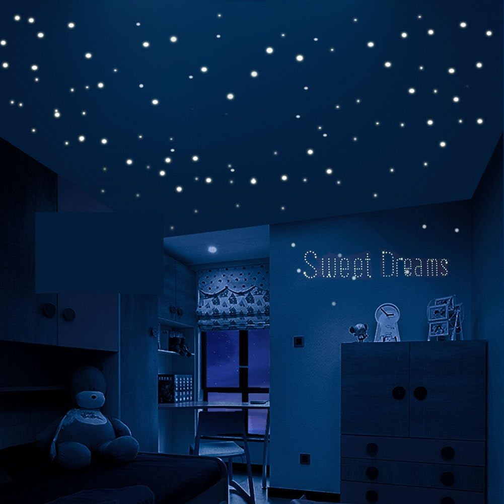 FOAL Glow in The Dark Stars Wall Stickers,252 Adhesive Dots and Moon for Starry Sky, Perfect for Kids Bedding Room or Birthday Gift,Beautiful Wall Decals by,The One You Love