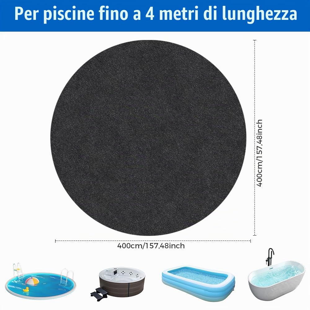 4M Tappetino Rotondo per Piscina, Tappetino per Piscina Fuori Terra, Feltro Tappeto Protettivo, Tappetino Piscina Extra Spesso per Piscina, Prolunga Durata del Rivestimento