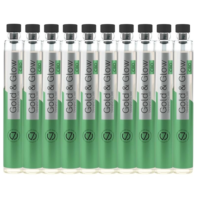 7 Suns Cosmetics Gold & Glow CBD Dry Tanning Oil Intensifier 10x6ml Ampules