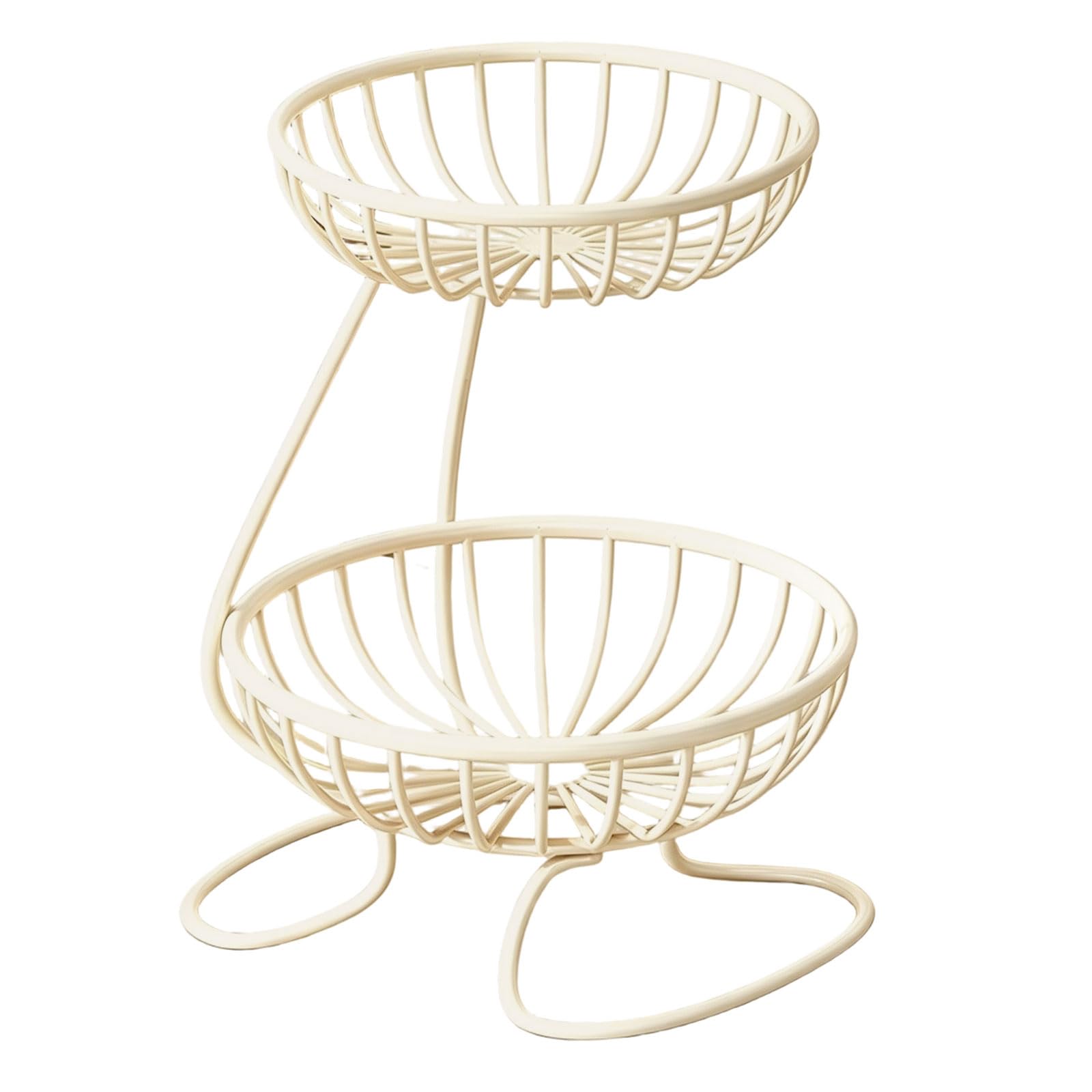 CUNZJIA Double Layer Fruit Basket Organiser Strong Iron Storage Shelf with Open Suitable for Kitchen Countertops