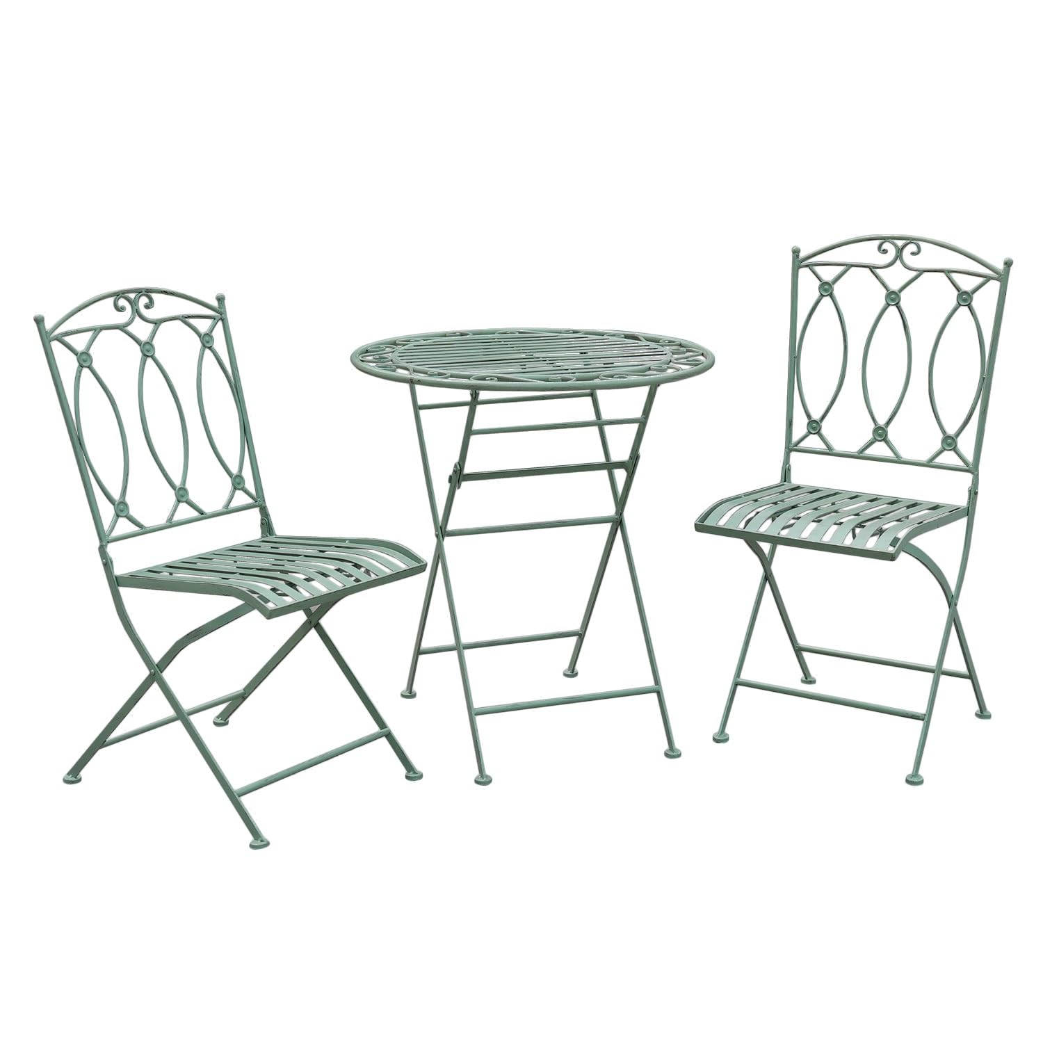 Ensemble de balcon petit espace salon de jardin avec table et 2 chaises vert