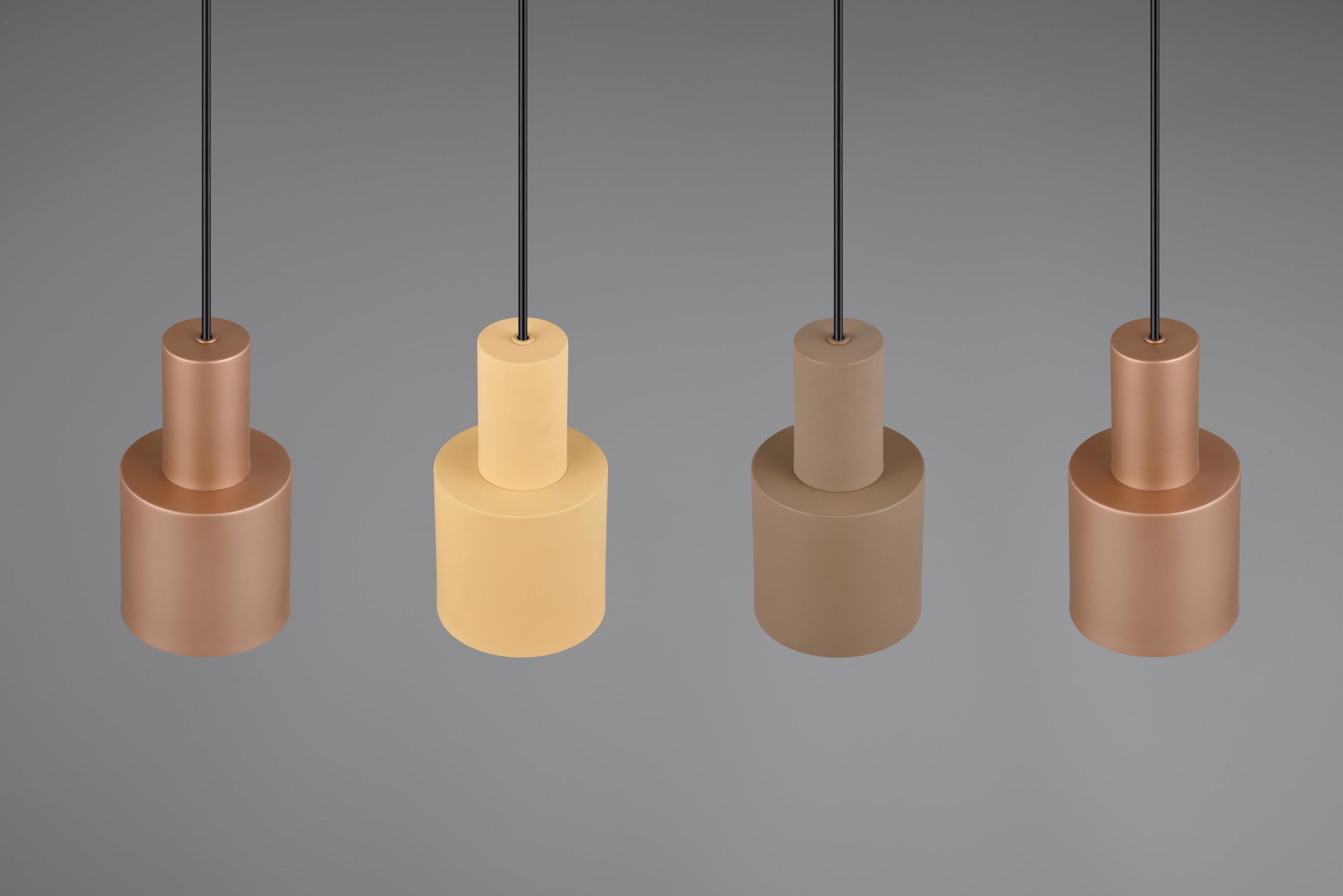 Trio Suspension Agudo 319400417, Métal Noir mat, Abat-jour Métal Café/Beige/Taupe, sauf 4x E27