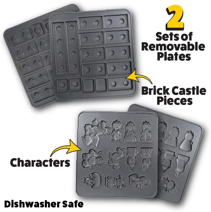 Miniatura 3 de Fantasy Castle Waffle Maker  Hornea y construye castillo de gofres o panqueques con forma de ladrillos, caballeros, princesas, dragones y más,