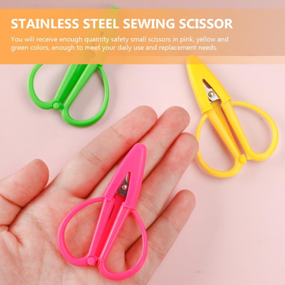 Mini Tijeras Portátiles de Seguridad para Costura 6 Piezas | Acero Inoxidable y Silicona, Puntas Finas, Aspecto Bonito, para Labores de Viaje y Enhebrado