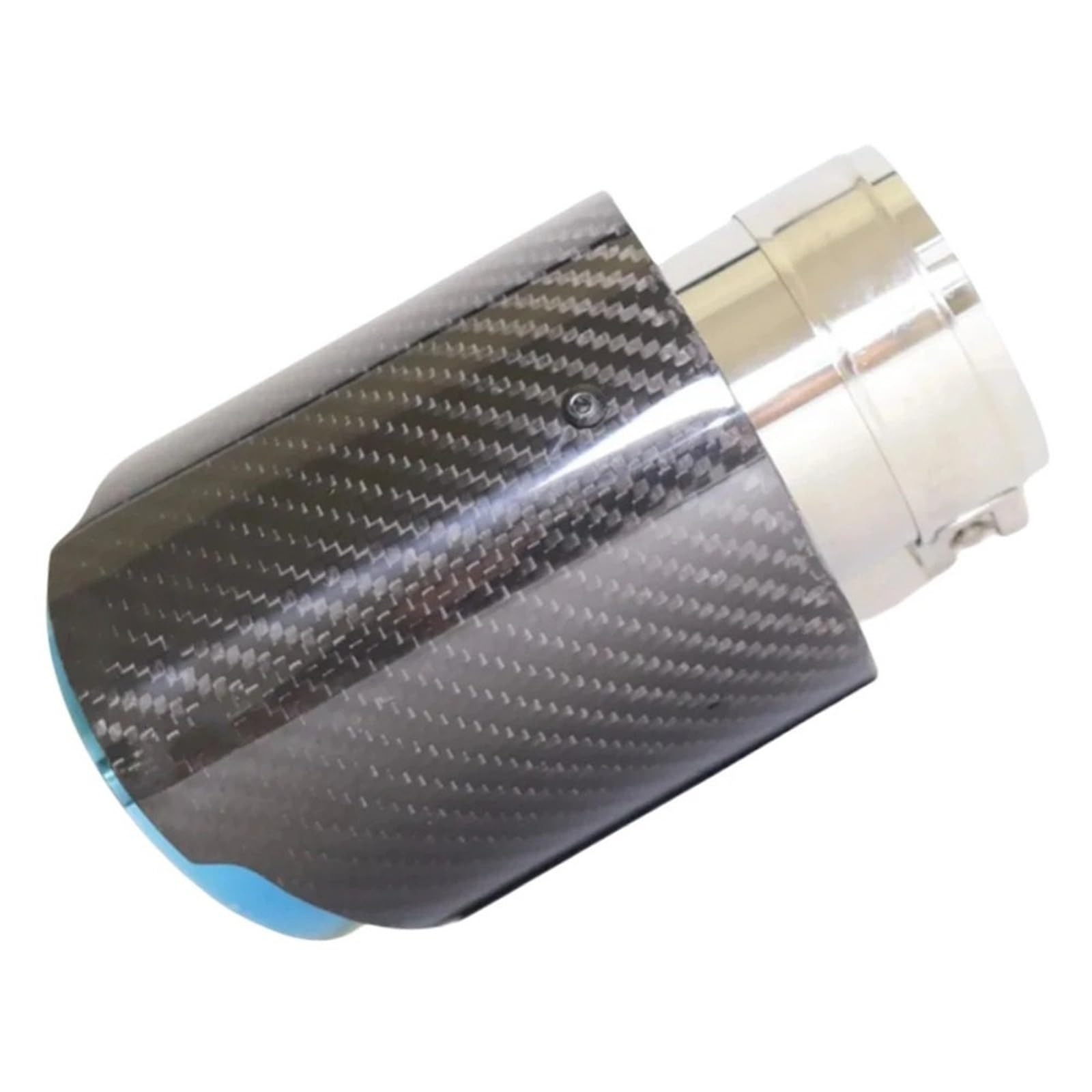 Car Silencer 1 szt. Uniwersalny samochód błyszcząca końcówka tłumika z włókna węglowego rura układu wydechowego tłumiki dysza prosta nierdzewna niebieska(54MM IN 114MM OUT)