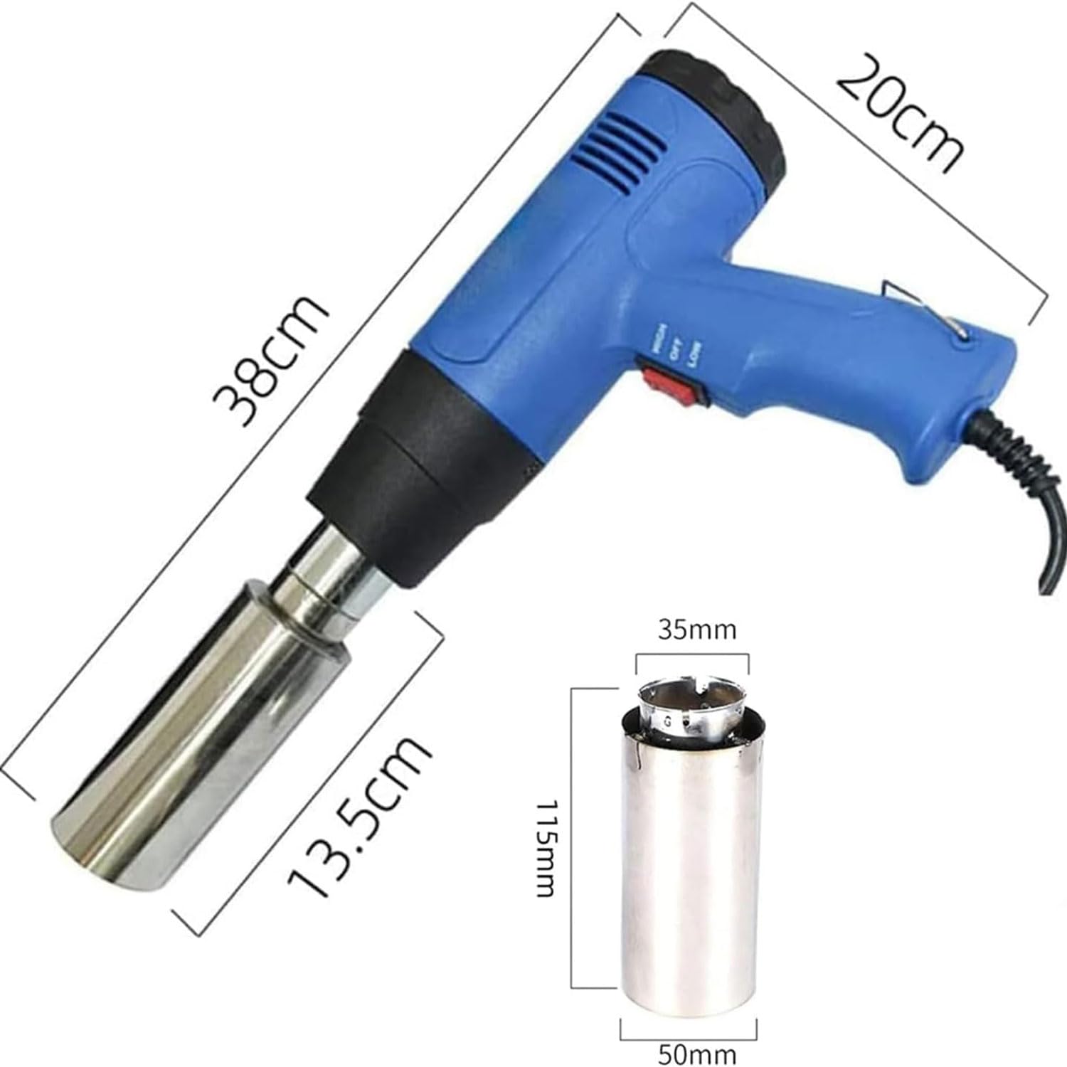 Hand-Kapsel-Schrumpfgerät, 1600 W PVC-Kapsel-Schrumpfgerät, 50–550 ℃ Stufenlose Thermoregulierung, Weinflaschen-Verpackungsmaschine, Schrumpfpistole Für Weinflaschenverschlüsse
