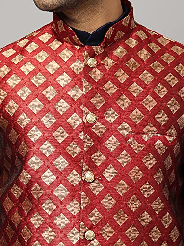 Image of Uri and MacKenzie Men's Silk Blend Kurta Churidar Pyjama with Stylish Nehru Jacket