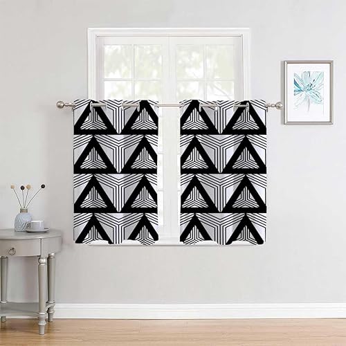 Miniatura 3 de Cortinas para Habitacion Black and White Line Texture Geometry Checkered Accordion Doors for Room Cortinas para Ventanas De Cuarto 110Inch Width by
