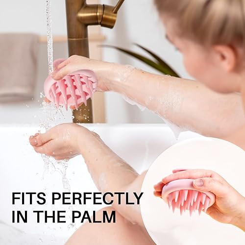 Miniatura 5 de Cepillo masajeador de silicona para el cuero cabelludo, cepillo para el cuero cabelludo con cerdas de silicona suaves para eliminar la caspa y el